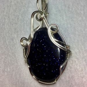Blue Goldstone in Sterling Silver Plated Wrap